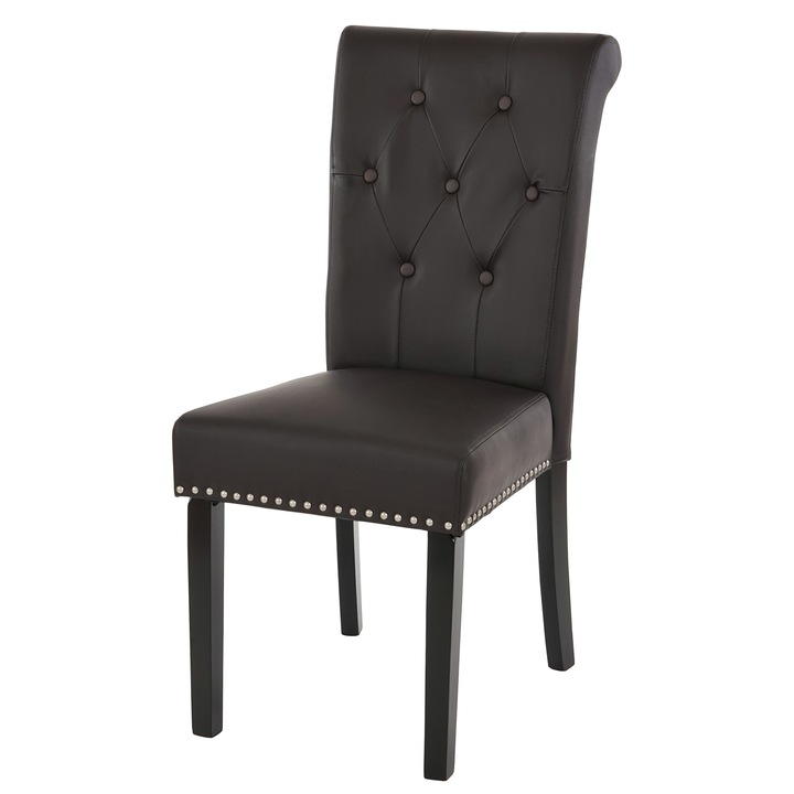 2 db Chesterfield szék készlet, Mendler, ökológiai bőr, kávé, 98x47x62cm
