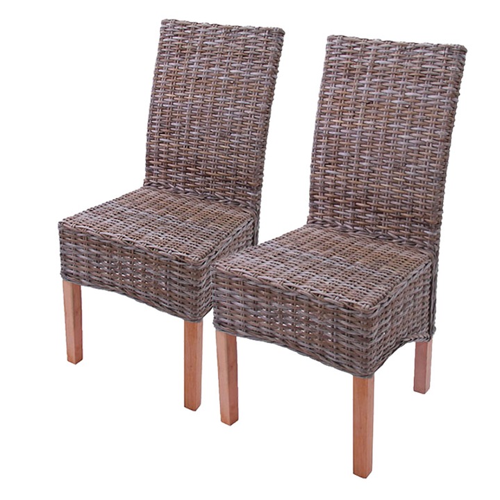 Set 2 scaune, Mendler, Rattan, gri, 97x47x52cm