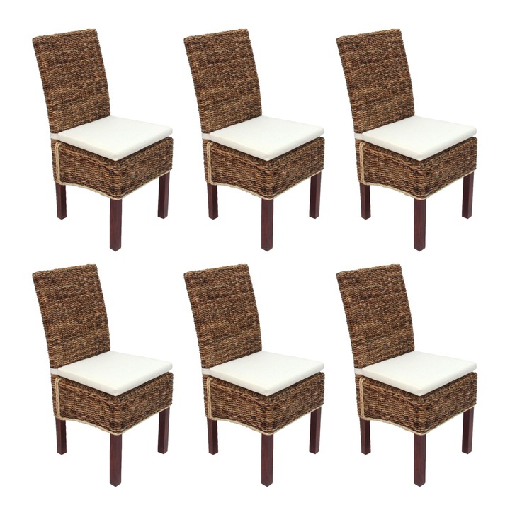 Set 6 scaune dining, Mendler, BALI, cu perne, 46x46x96cm