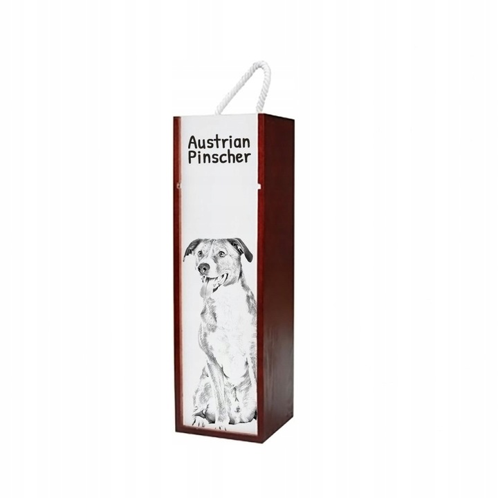 Borosdoboz, Fa, osztrák pinscher kutyamodell, 10,5 x 10,5 x 35 cm, Többszínű