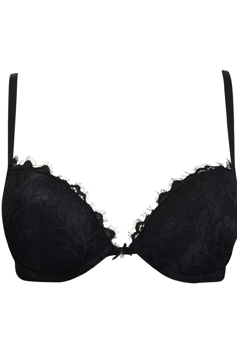 Sutien cu push-up lejer din danela moale si rafinata, Intimamoda Berries 7424, Negru