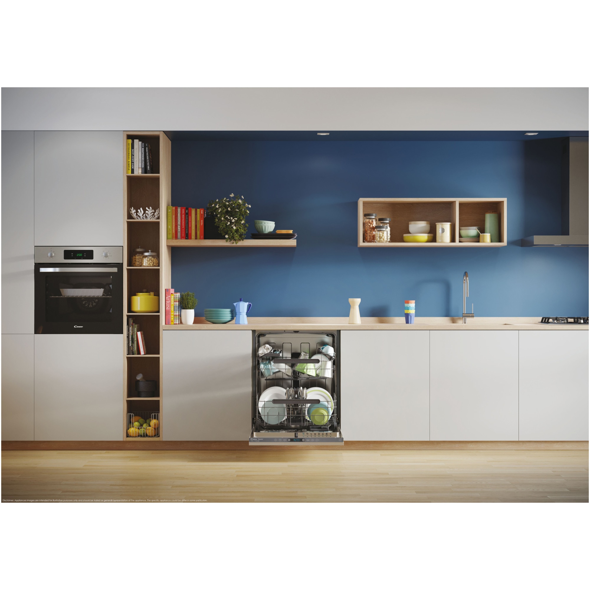 Masina de spalat vase incorporabila Candy Rapido CI 4C6F0PA, 14 seturi, 8 programe, Clasa C, WiFi, Wash & Dry 35', Motor Speed-Drive Inverter , Automatic Open Door, MaxiTub, Power Wash, Aquastop, 60 cm