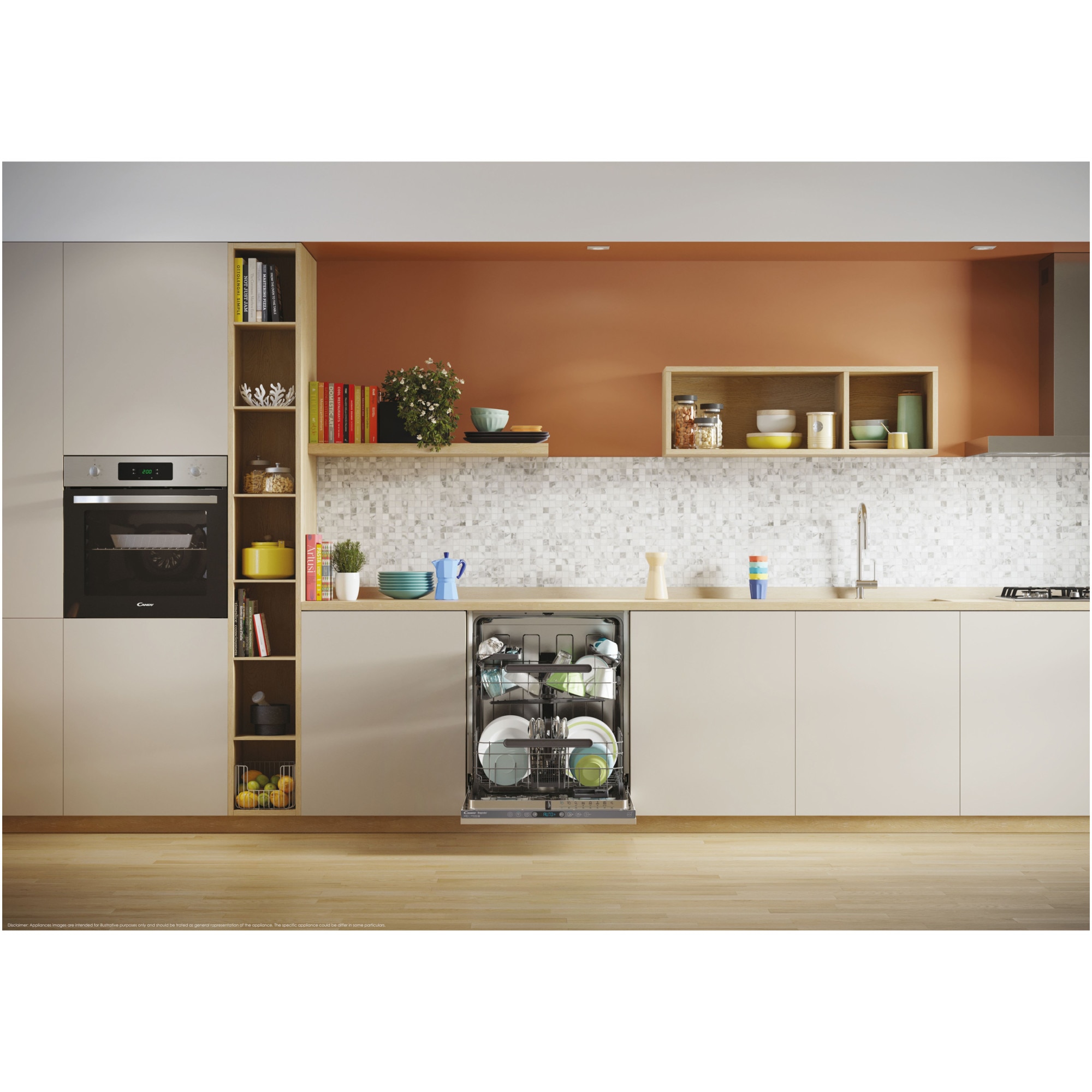 Masina de spalat vase incorporabila Candy Rapido CI 4C6F0PA, 14 seturi, 8 programe, Clasa C, WiFi, Wash & Dry 35', Motor Speed-Drive Inverter , Automatic Open Door, MaxiTub, Power Wash, Aquastop, 60 cm