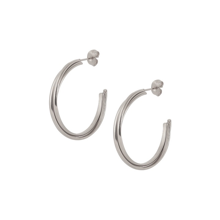 Cercei cu cerc, Inox, Argintiu