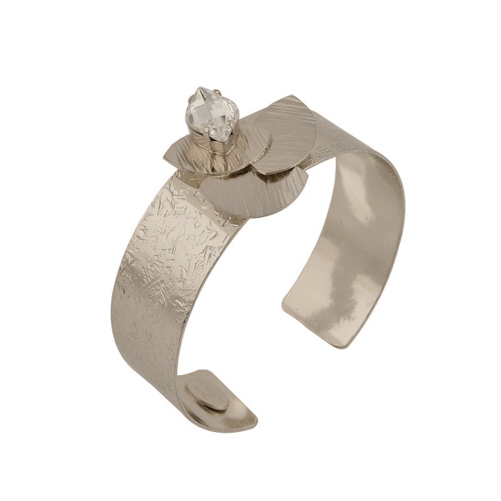 Bratara realizata manual cu cristal, Bronz, Argintiu