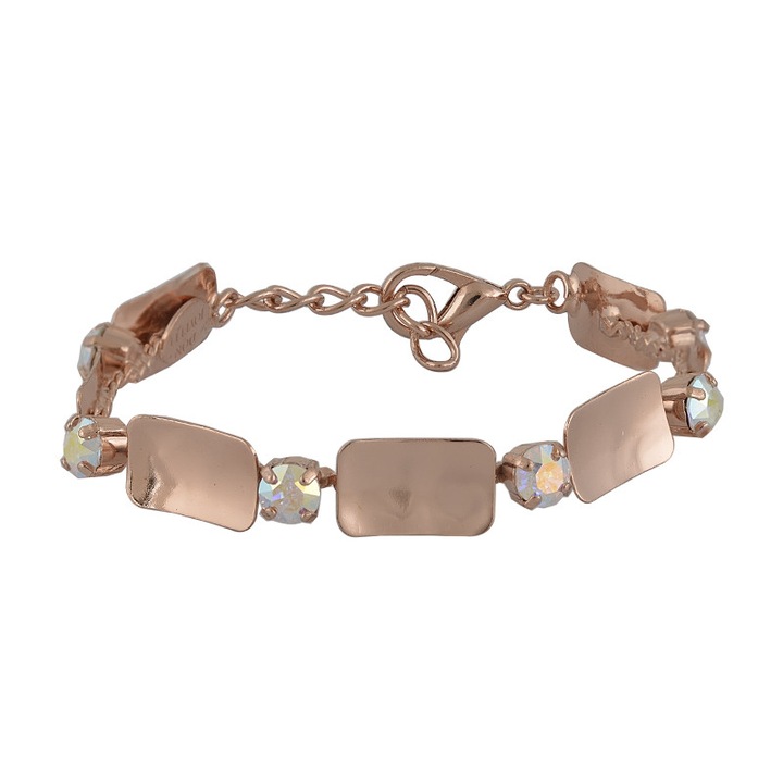 Bratara dama, Bronz, Cristale decorative, Auriu roz