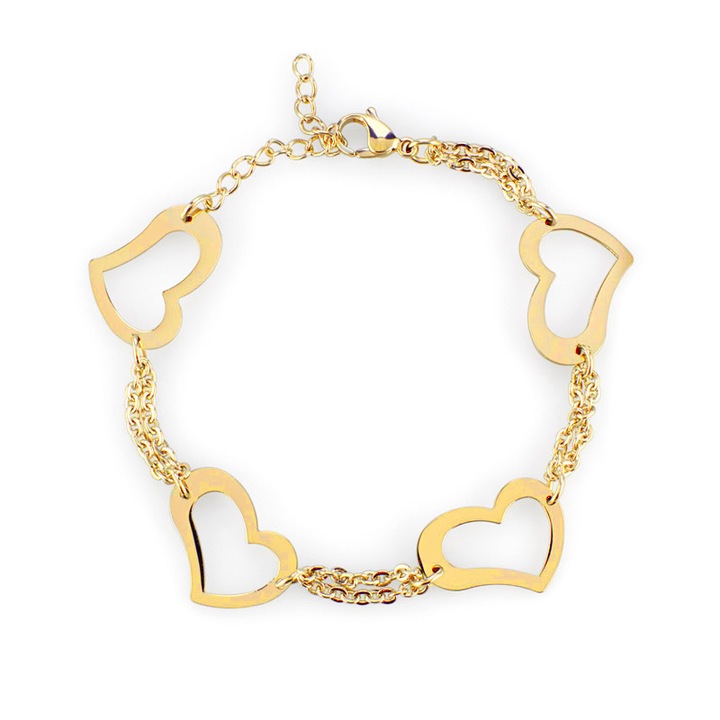 Bratara dama, Model inima, Otel inoxidabil, Auriu