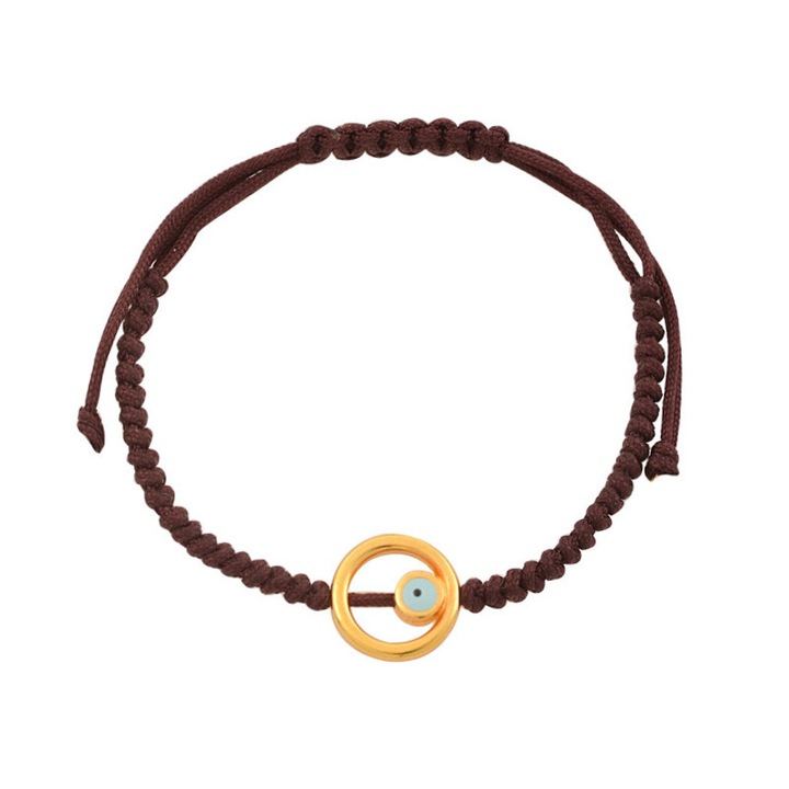 Bratara impletita pentru femei, Bronz, Ajustabil, Auriu/Maro