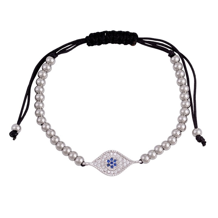 Bratara dama, Model ochi, Otel inoxidabil, Cristale decorative, Argintiu