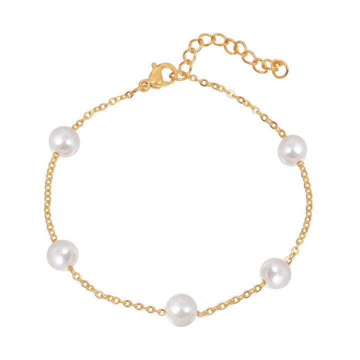 Bratara dama, Inox, Auriu/Alb