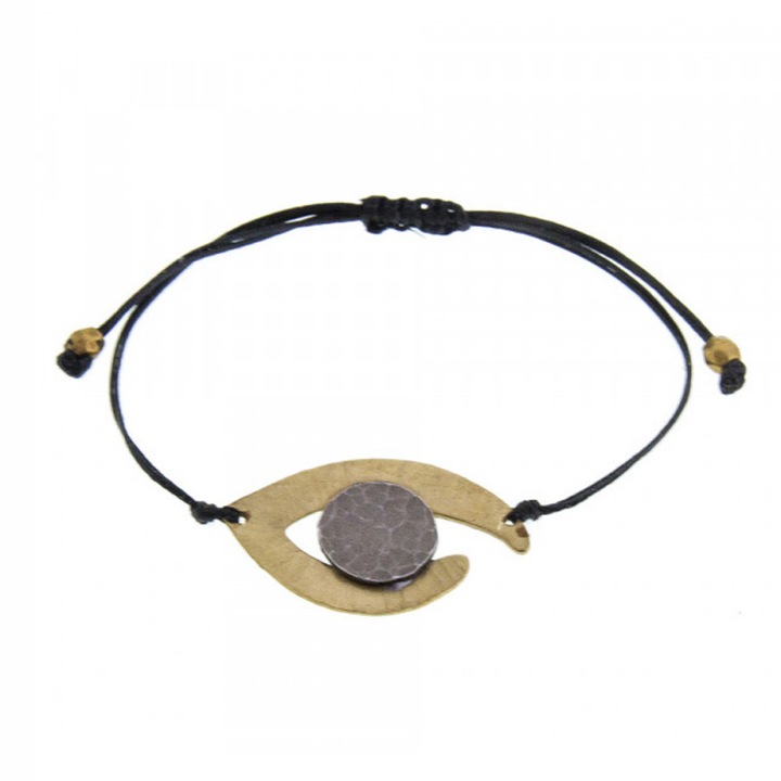 Bratara macrame, Model ochi, Alama, Auriu/Negru