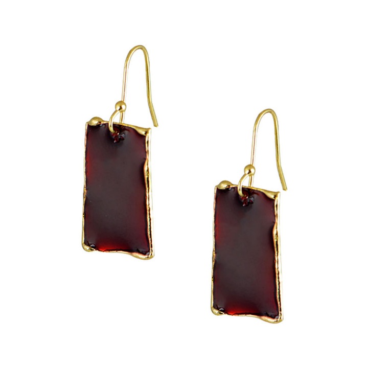 Cercei dama, Bronz/Email, Auriu/Rosu