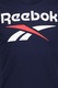 Reebok, Tricou cu logo supradimensionat pentru fitness, Alb/Bleumarin