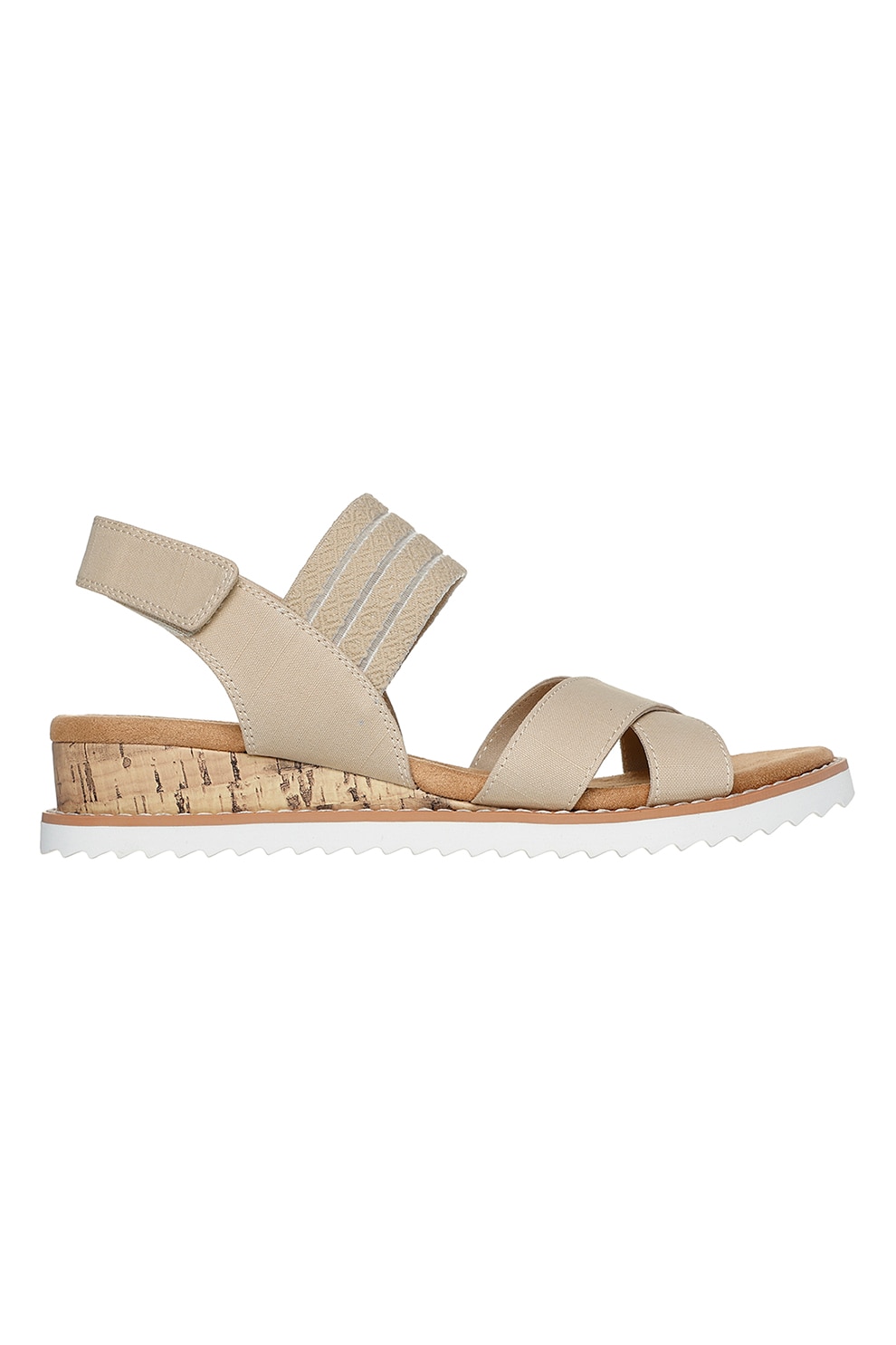 Skechers, Sandale de piele ecologica cu velcro, Maro nisip, 36