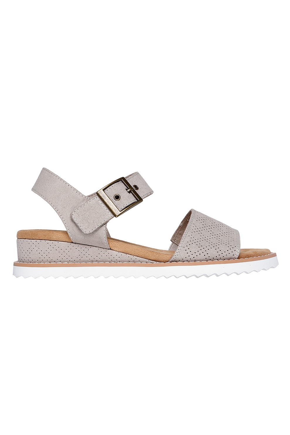 Skechers, Sandale wedge cu perforatii, Grej, 37