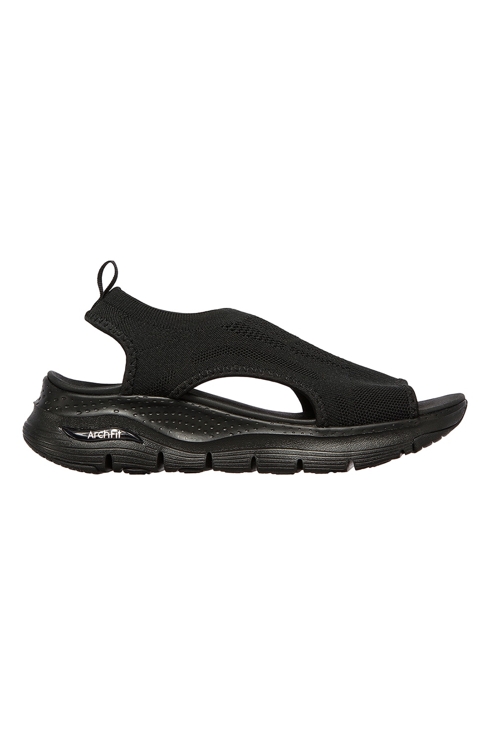 Skechers, Sandale slip-on din material textil, Negru, 38