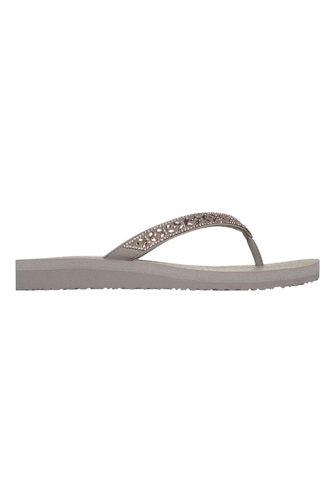 Skechers, Strasszköves flip-flop papucs, Drapp, 35