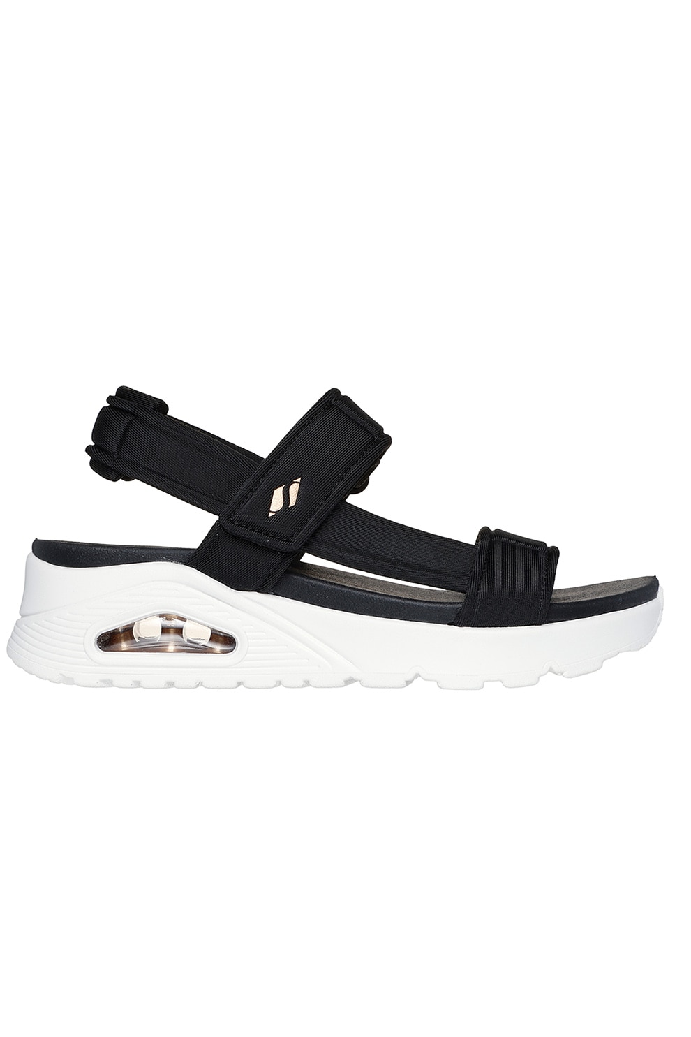 Skechers, Sandale wedge cu velcro Summer Stand2, Negru, 38