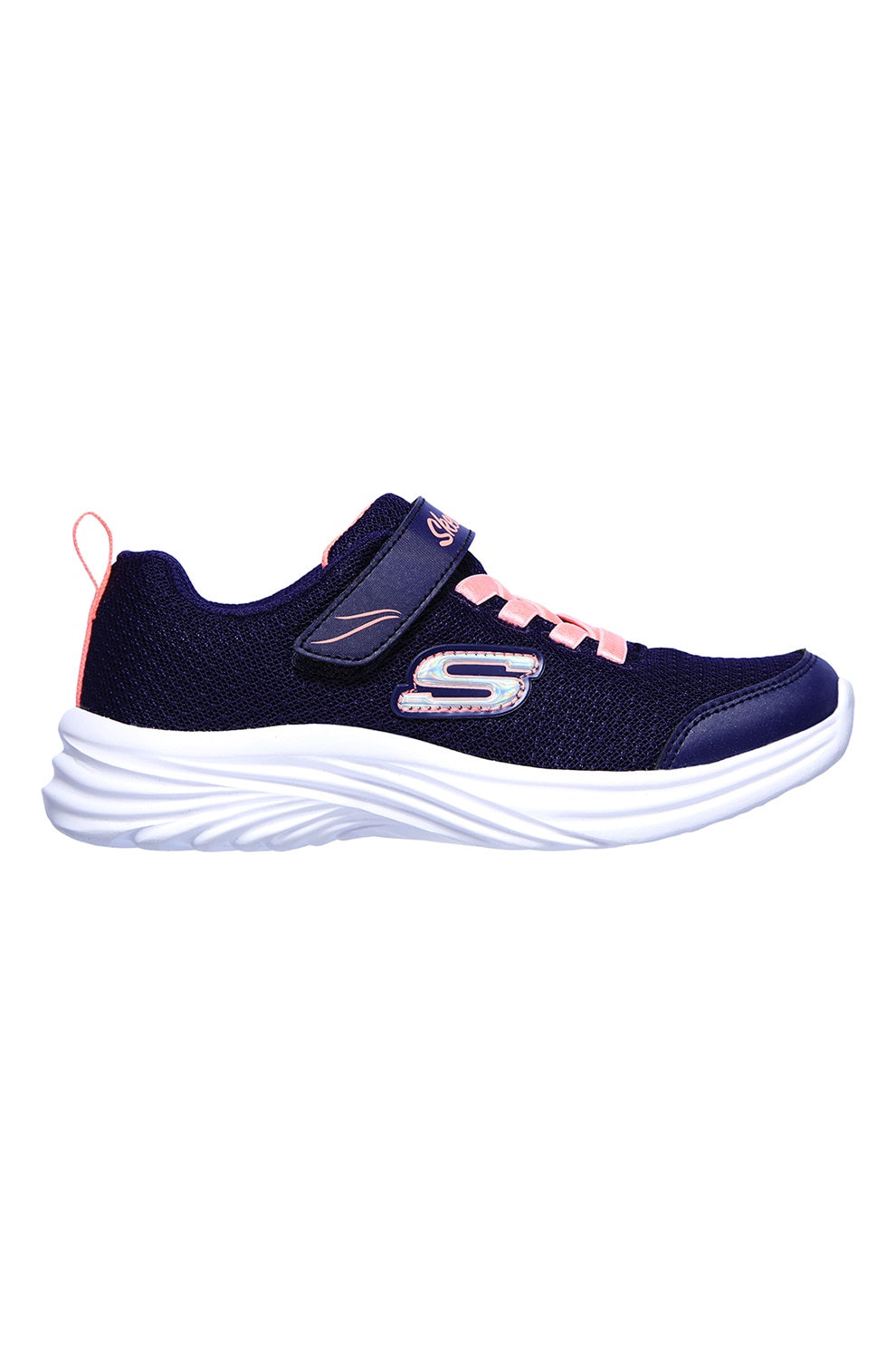 Skechers, Pantofi sport cu velcro Dreamy Dancer, Corai, Bleumarin, 27 EU