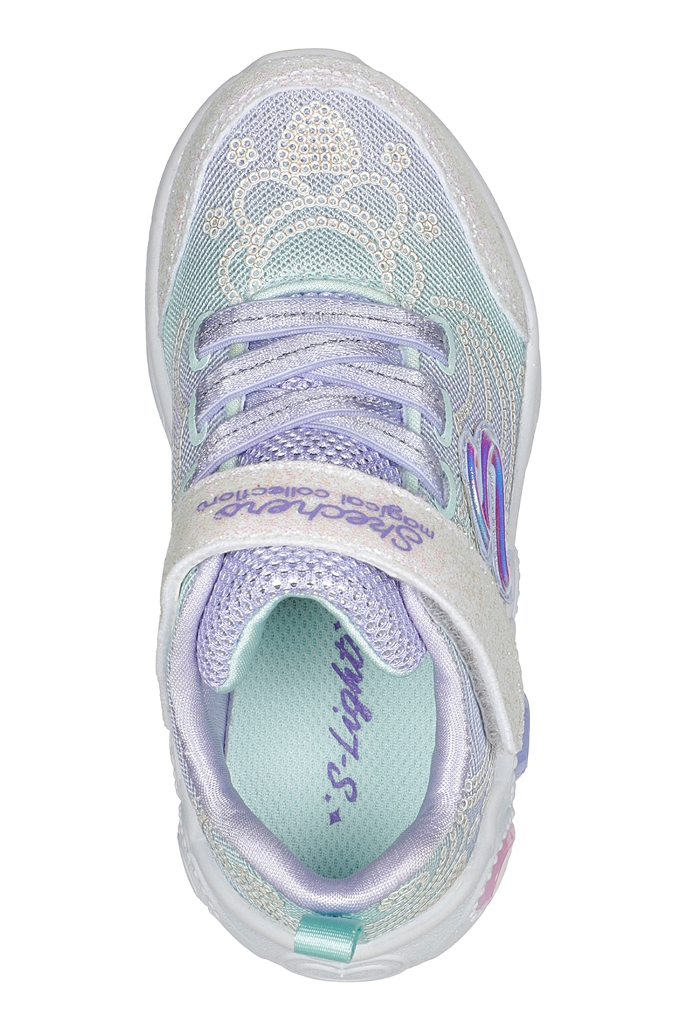 Skechers, Pantofi sport cu LED-uri Princess Wishes, Alb
