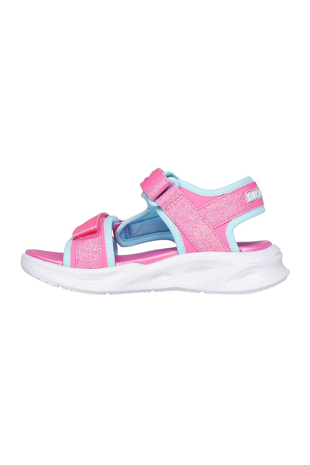 Skechers, Sandale cu inchidere velcro si LED-uri, Roz aprins, 30 EU