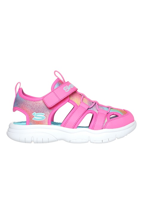 Skechers, Сандали от еко кожа, Яркорозово