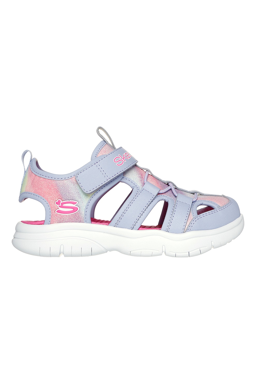 Skechers, Sandale fisherman de piele ecologica, Liliac prafuit, 29 EU