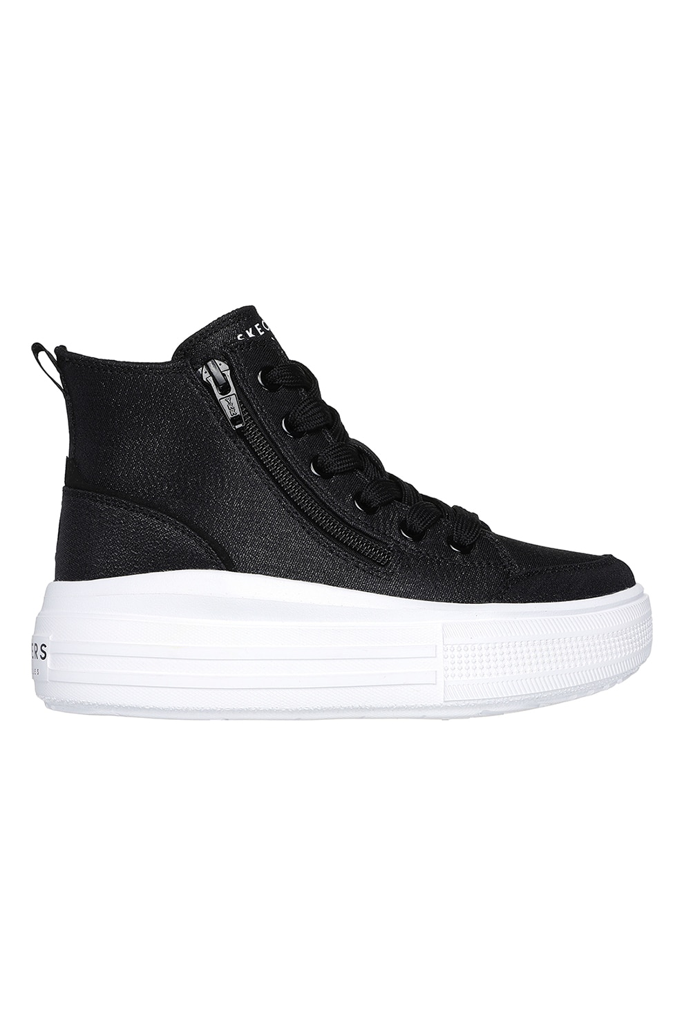 Skechers, Pantofi sport de piele ecologica inalti flarform, Negru, 29 EU