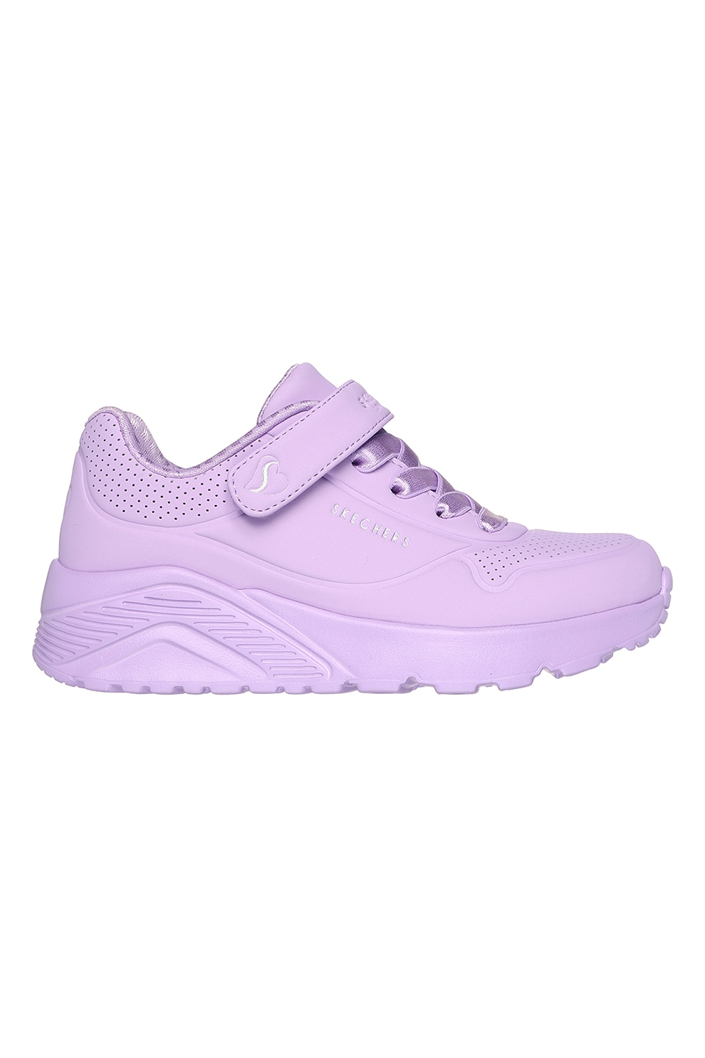 Skechers, Pantofi sport Uno Lite- Heart Craze de piele ecologica