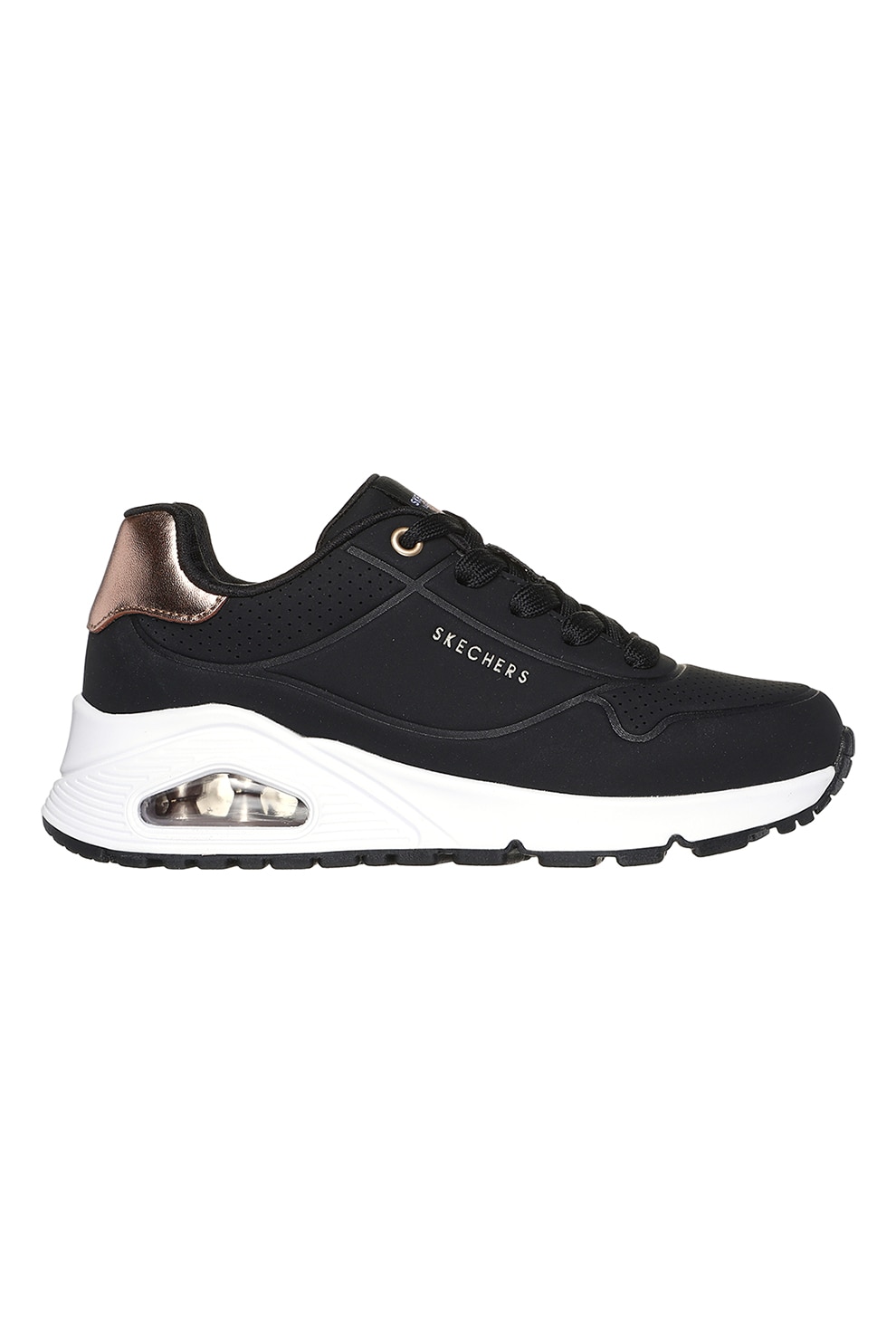 Skechers, Pantofi sport de piele ecologica cu segmente perforate Uno Gen 1, Negru, 30 EU