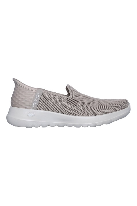 Skechers, Pantofi slip-on de plasa tricotata, Maro taupe deschis