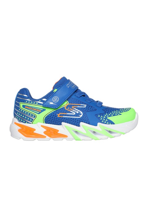 Skechers, Pantofi sport cu LED-uri S Lights: Flex-Glow Bolt, Albastru royal/Verde lime