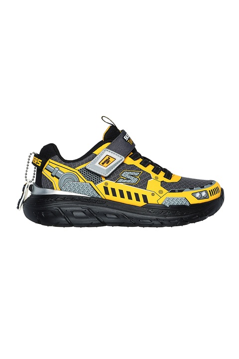 Skechers, Pantofi sport cu velcro Skech Tracks, Galben/Gri carbune
