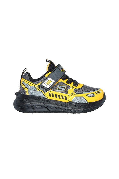 Skechers, Pantofi sport cu inchidere velcro Skech Tracks, Galben/Gri carbune
