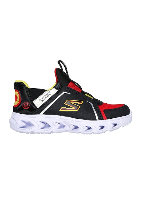 Skechers, Спортни обувки Hypno-Flash с LED светлини, Червен/Жълт/Черен