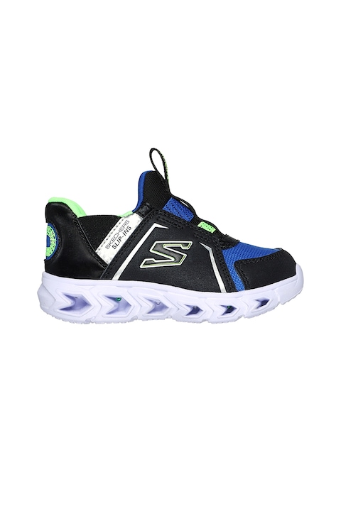 Skechers, Спортни обувки Hypno-Flash с LED светлини и лесно обуване, Зелен/Син/Черен