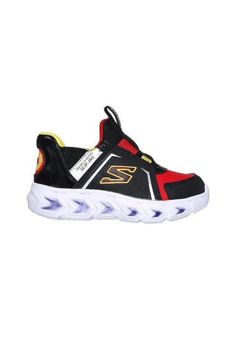 Skechers, Спортни обувки Hypno-Flash с LED светлини и лесно обуване, Червен/Черен