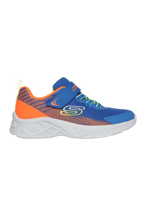Skechers, Pantofi sport cu inchidere velcro Microspec II, Portocaliu/Albastru royal