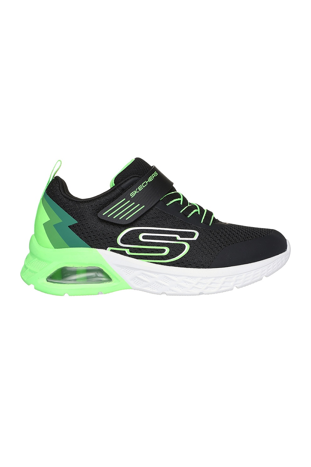 Skechers, Pantofi sport cu inchidere velcro Microspec Max II, Negru, Verde lime, 32 EU