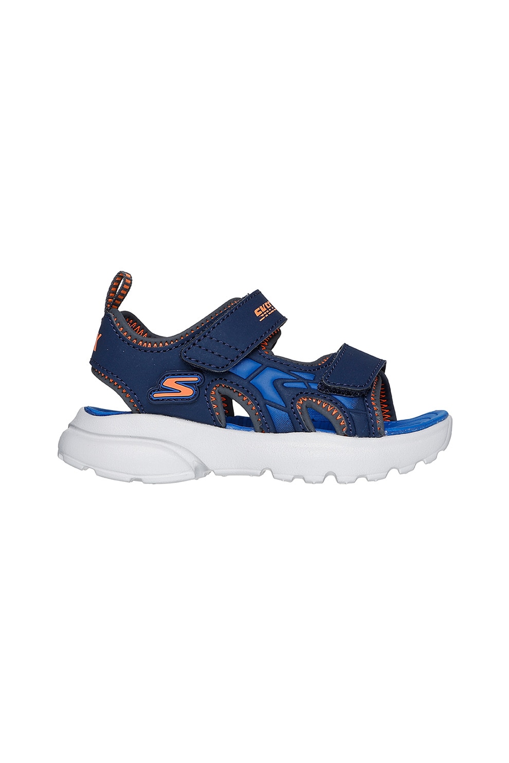 Skechers, Sandale cu inchidere velcro si detalii logo, Bleumarin, 25 EU