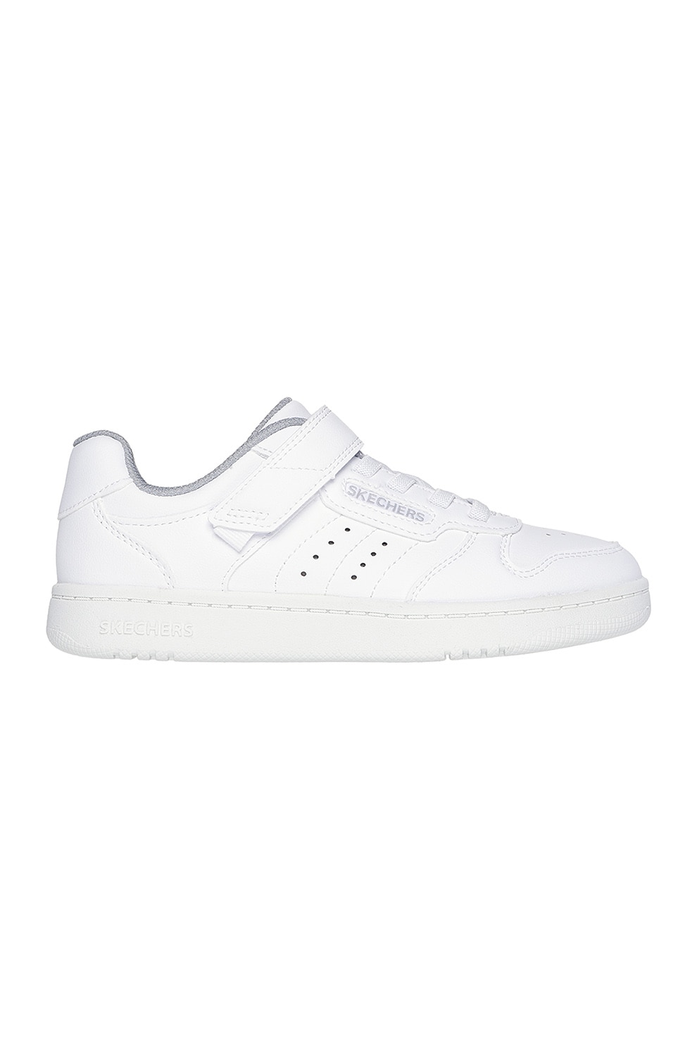 Skechers, Pantofi sport din piele ecologica cu inchidere velcro Quick Street, Alb optic, 37 EU