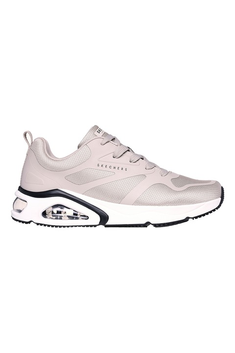 Skechers, Pantofi sport de plasa cu garnituri de piele ecologica Tres-Air Uno, Gri deschis, 43