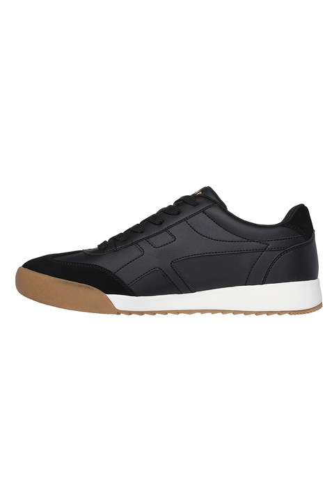 Skechers, Pantofi sport de piele ecologica cu garnituri de piele intoarsa Zinger, Negru, 42