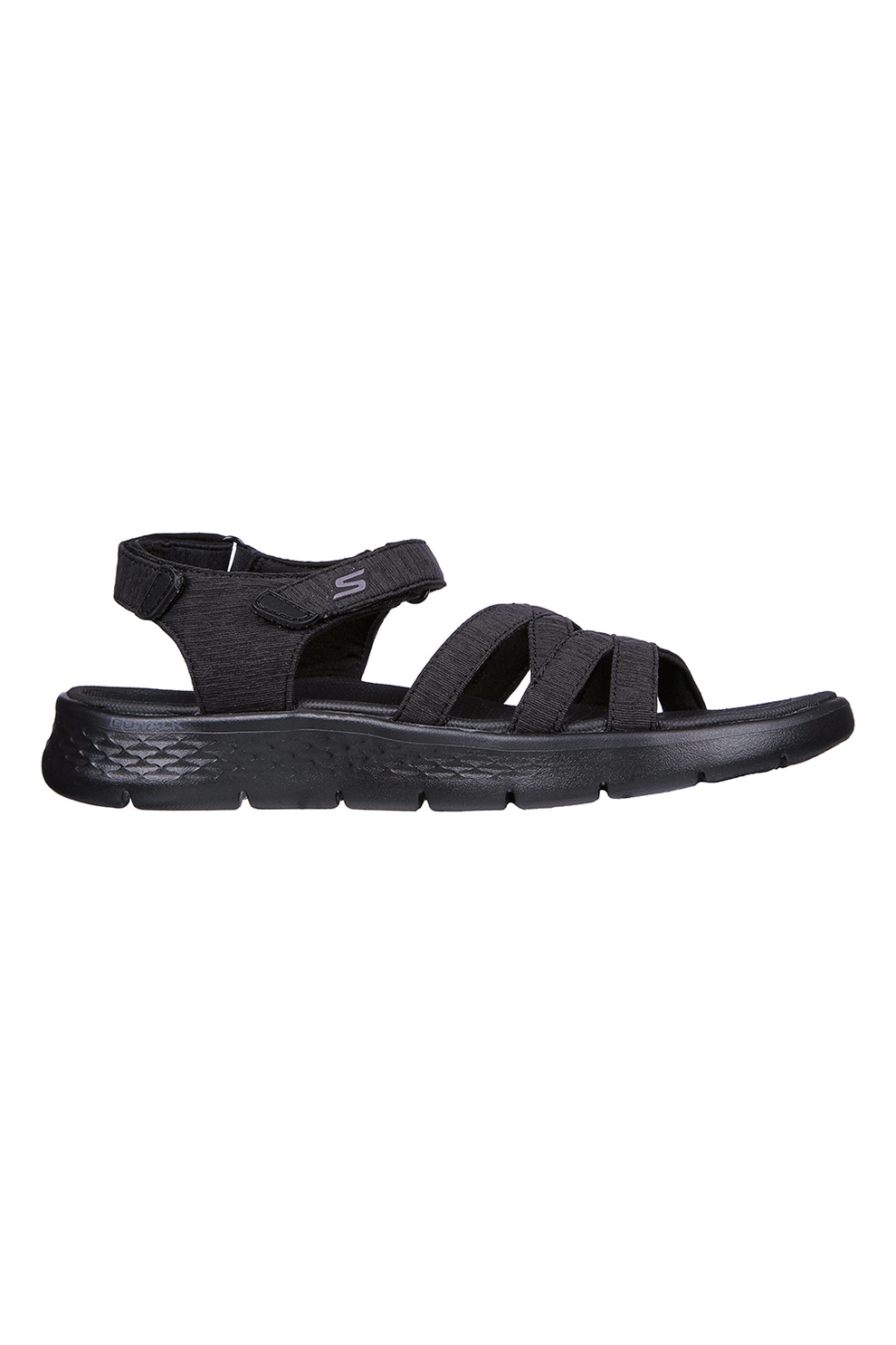 Skechers, Sandale din material textil cu velcro, Negru, 38