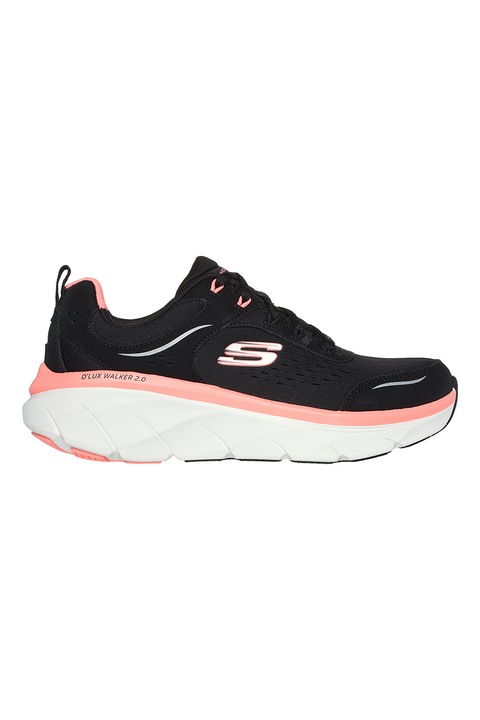 Skechers, Скосени спортни обувки D'Lux Walker 2.0-Daisy Doll, Черен/Розова сьомга