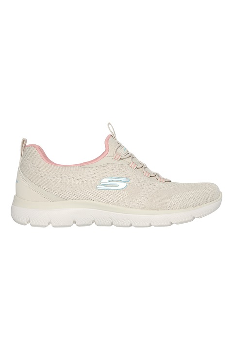 Skechers, Pantofi sport slip-on de plasa, Maro nisip
