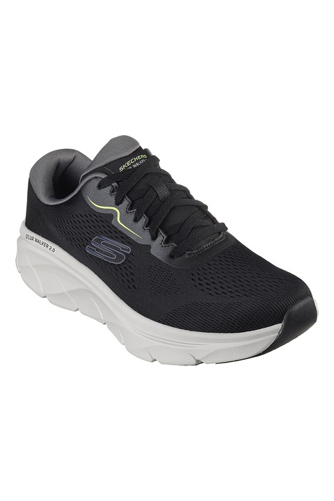 Skechers, Pantofi sport de plasa DLux Walker, Negru/Gri