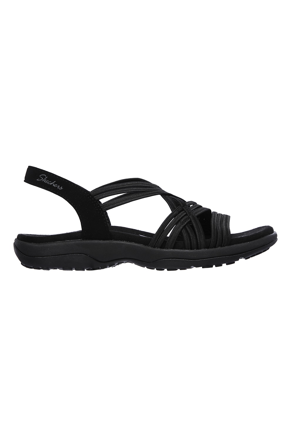 Skechers, Sandale cu barete multiple Simply Stretch, Negru, 38