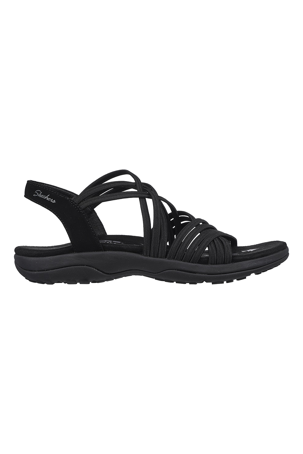 Skechers, Sandale cu barete multiple, Negru, 37