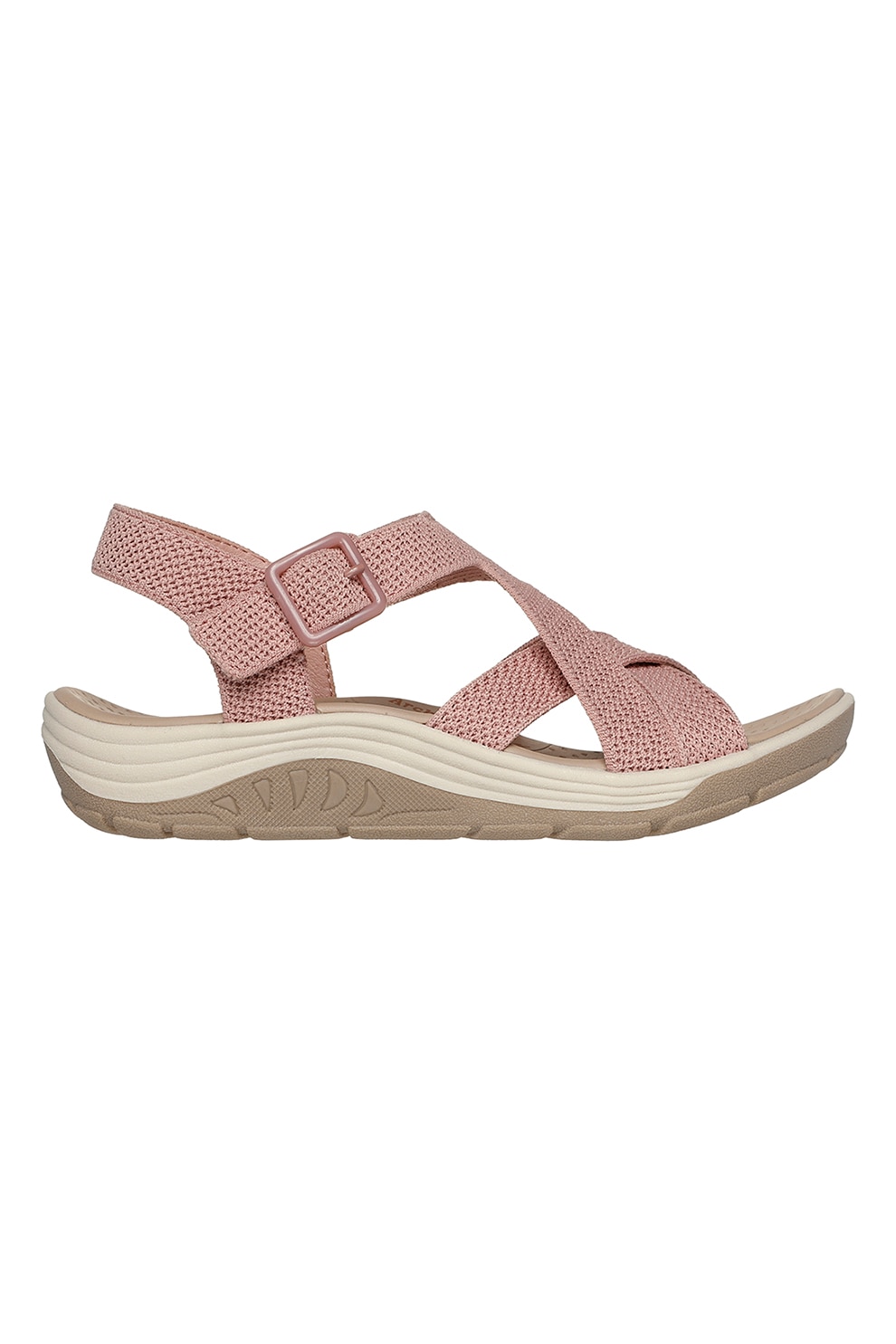 Skechers, Sandale wedge cu catarame, Roz prafuit, 38 - eMAG.ro
